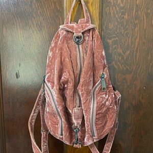 Rebecca Minkoff velvet pink backpack